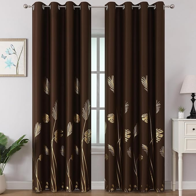 Brown Blackout Curtains for Living Room 102 Inches Long, Room Darkening Energy by ESTELARTEXTILER