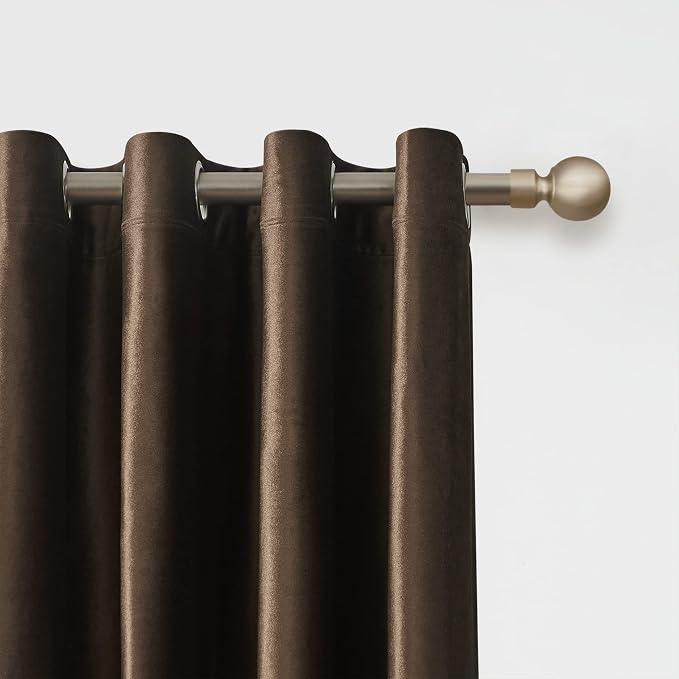Velvet Brown Grommet Blackout Curtains 84 inch Length - Image 2
