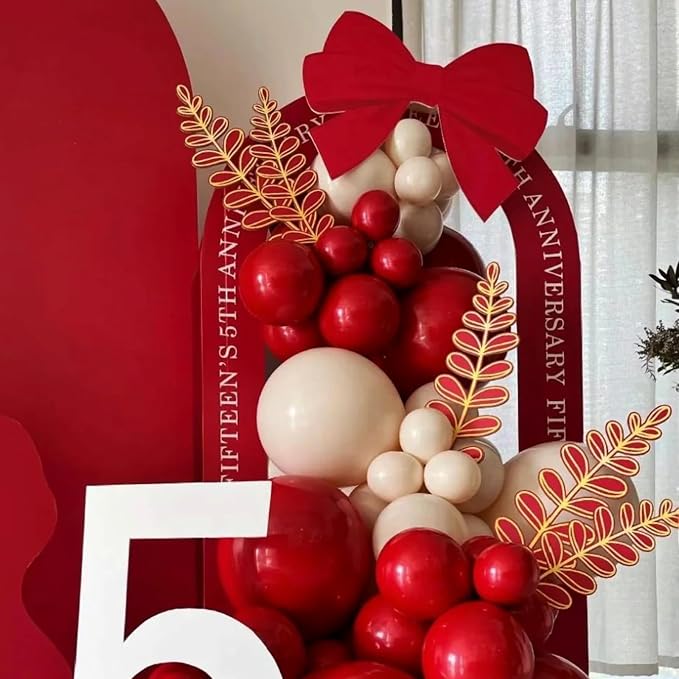 Voircoloria 90pcs Ruby Red Balloons Garland Arch Kit, 18 12 10 5 Inch | - Image 5