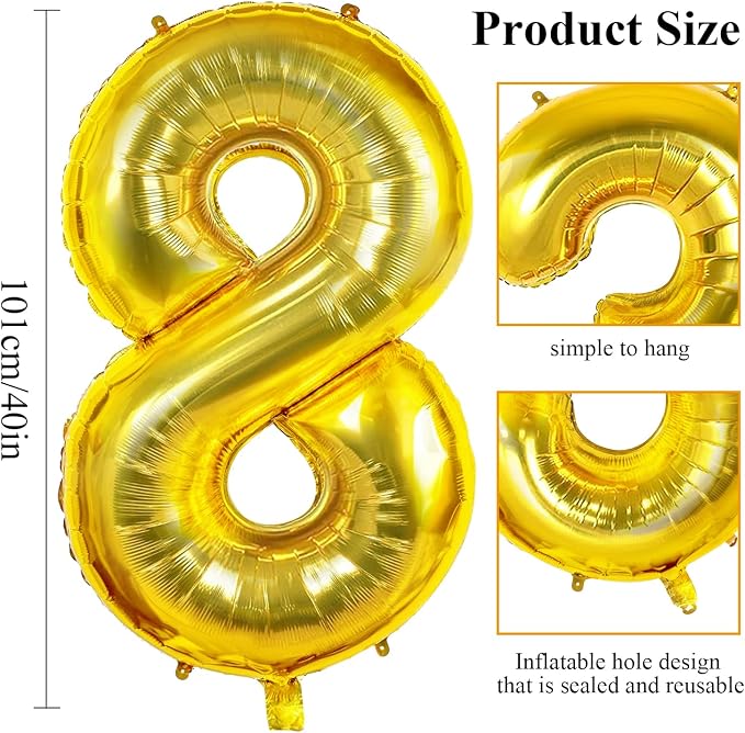 Number 80 Balloons for 80th Birthday Party Decorations, 0-100 Large No.80 - Image 2