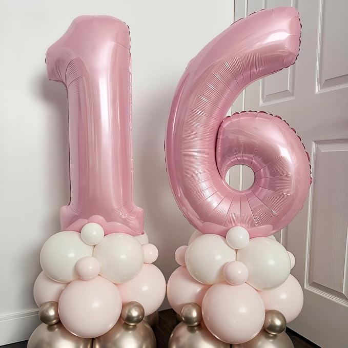 11 Balloon Number Birthday, Giant Light Pink Number 1 & 1 Helium Foil Balloon - Image 6