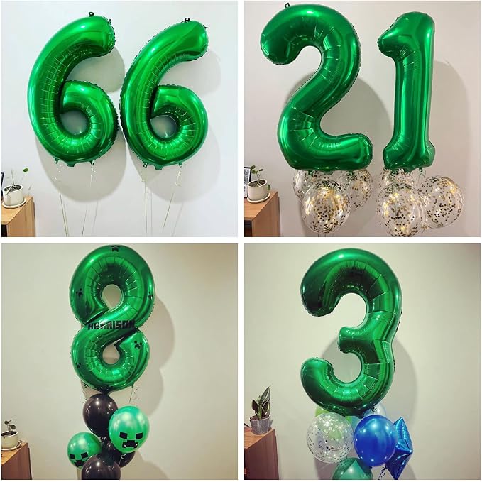 Number 21 Dark Green Balloons 40 Inch Giant Green 12 Numer Foil Helium Balloons - Image 3