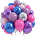 Pink Purple Blue Balloons 12 Inch 50 Pcs Royal Dark Purple Metallic Blue Dusty by Froova