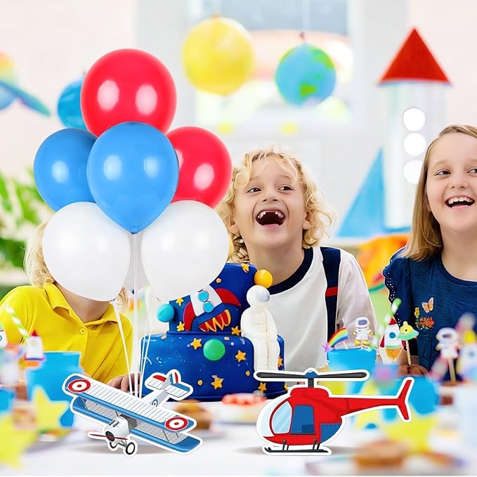 12 PCS Airplane Birthday Party Decorations Airplane Balloons Stand Kit 3D - Image 7