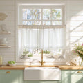 Sutuo Home Ivory Boho Curtain 52W x 18L inch White Striped Light Filtering by SutuoHome