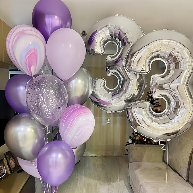 40'' Silver Number 7 Balloons, Self Inflating Foil Number Balloons Set 0-9 - Image 4