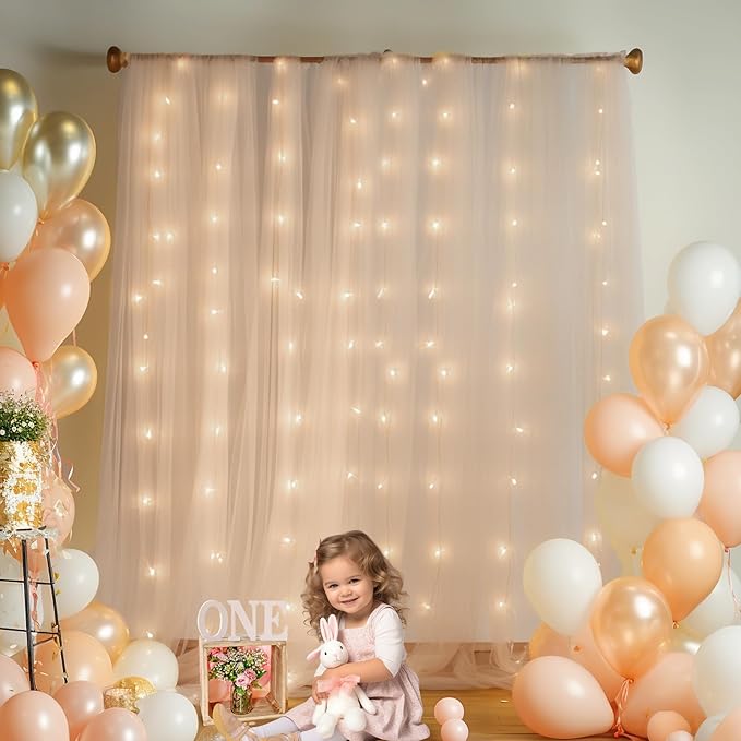 10x10ft Champagne Tulle Backdrop Curtain - Image 3