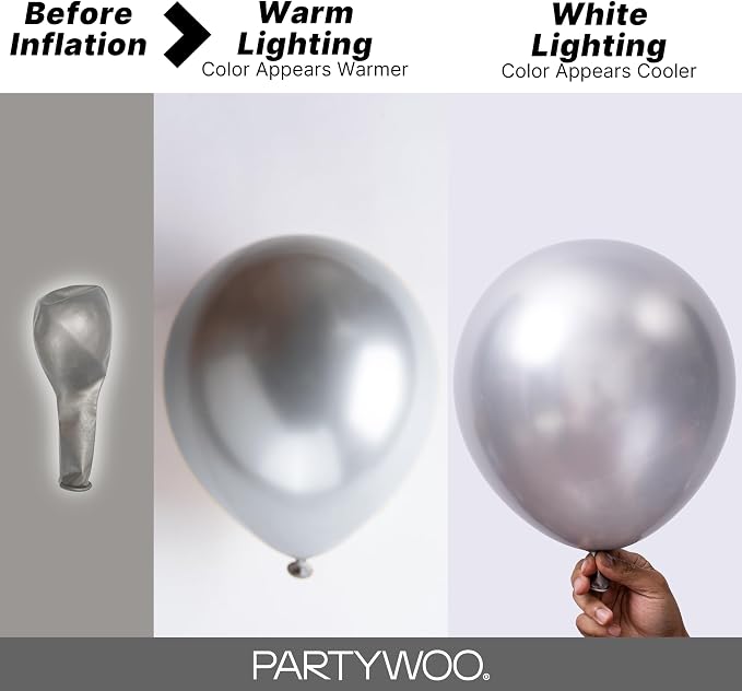 PartyWoo Silver Balloons 128 pcs Different Sizes of 18 12 10 5 Inch Silver - Image 3