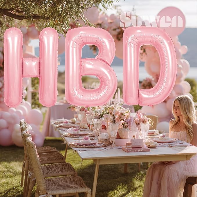 SUWEN 40 Inch Pink Large M Letter Balloons Big Foil Helium A-Z | Jumbo Mylar - Image 3