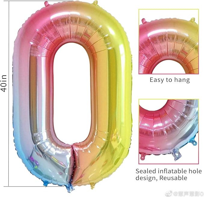 40 Inch Number Balloons 0-9 Rainbow Gradient Large Number 7 Balloons, Digital - Image 5