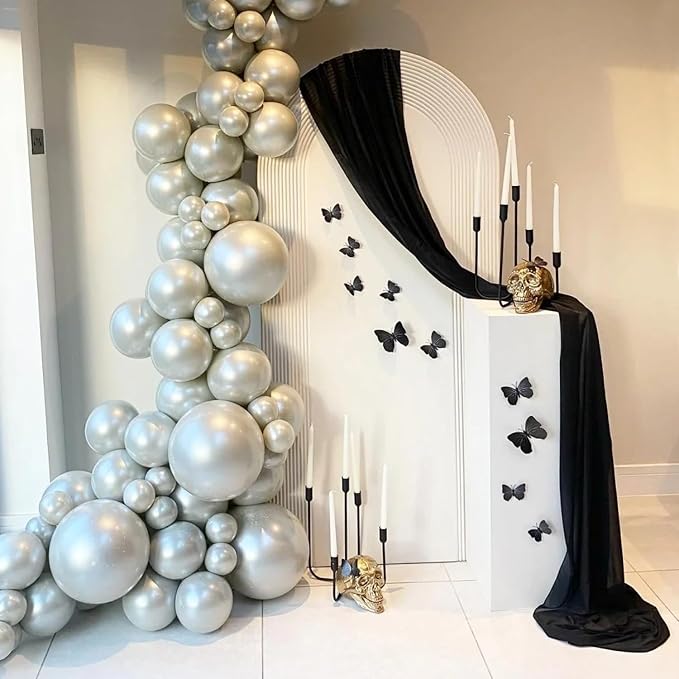 Black Wedding Arch Draping Fabric Backdrop Drapes Sheer 28.7"x 20FT | Sheer - Image 3