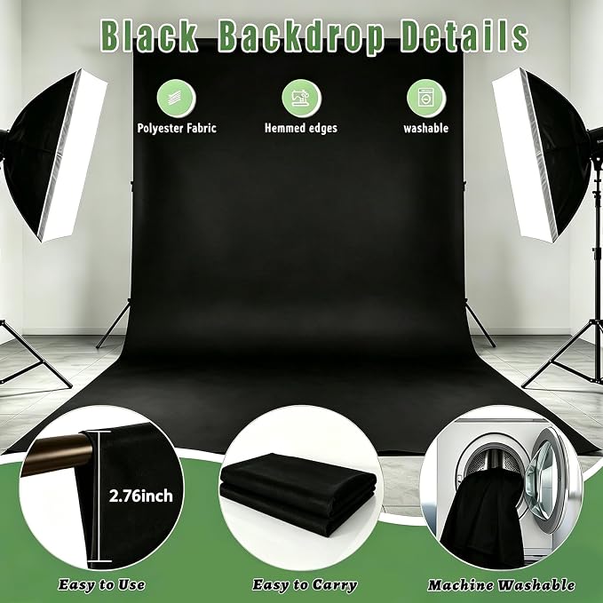 Black Photography Backdrop for Photoshoot, Fabric 10x10ft | Versatile Studio - Image 6