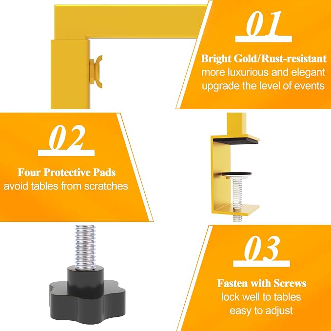 Over The Table Rod Stand with Clamps Gold Table Arch Banner Stand | Adjustable - Image 4