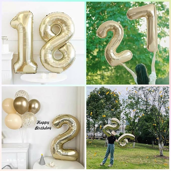 Light Gold 23 Number Balloons 40 Inch White Gold Giant 32 Foil Mylar Helium | - Image 6