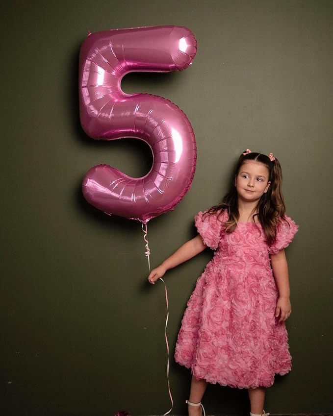 6 Balloon - Pink Birthday Number Balloons, 40 Inch Decorations Men Women | Pink - Image 2