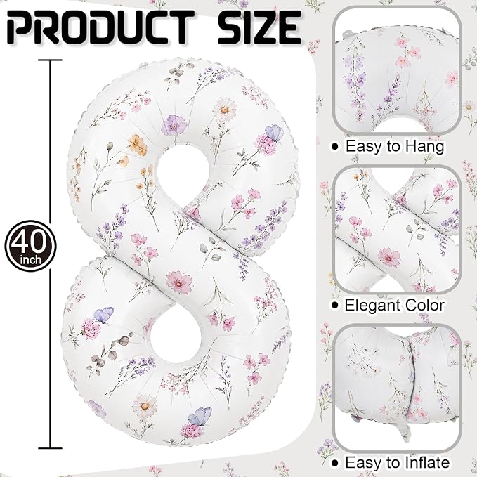 Wildflower Number 18 Balloon for 18th Flower Birthday Party Decorations | 40'' - Image 2