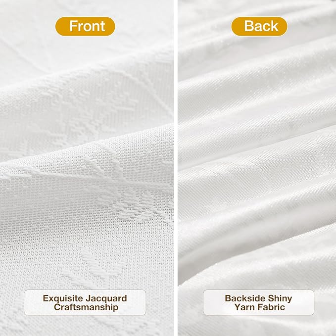 Anmao White Semi Sheer Light Filtering Curtains 63 Inches Long 2 Panels - Image 3