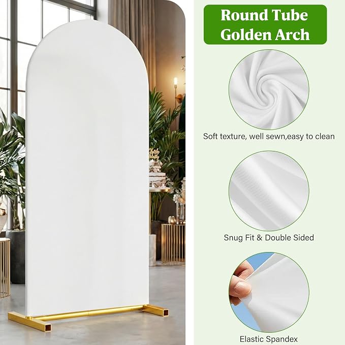 Arch Backdrop Stand and Cover Set, 6 x 2.6FT Gold Metal Wedding Arch - Image 4