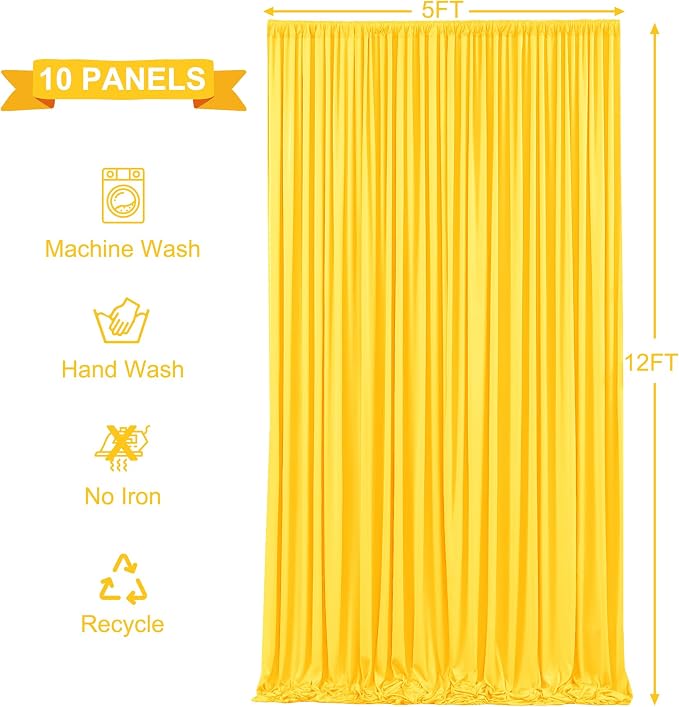 10 Panels Yellow Backdrop Curtains - Image 6