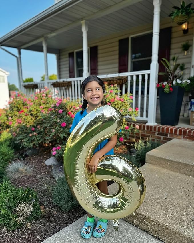 40 Inch Light Gold Number 6 Balloon, Champagne Birthday Party Decorations | 40 - Image 9