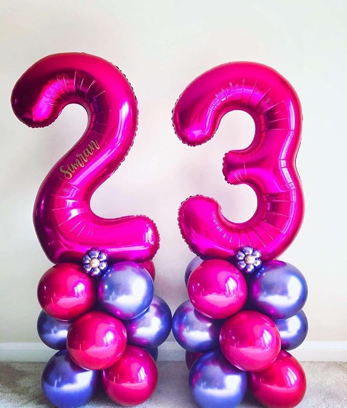 Hot Pink 35 Number Balloons, 40 Inch Giant Number 35 Balloons Foil Mylar Helium - Image 4