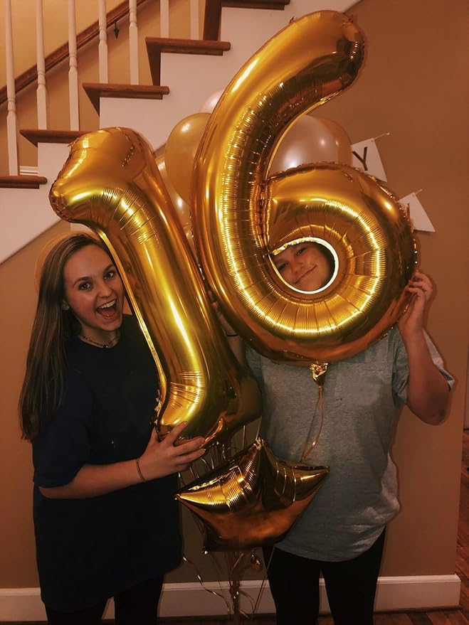 Balloons Number 40 Inch Gold 16 Balloon - Image 3