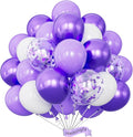 Purple and White Balloons, 12 Inch Graduation Balloons, Lavender Lilac Balloon by Haolongfa