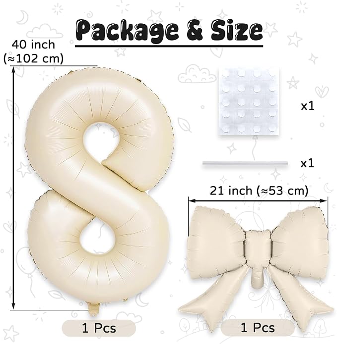 40'' Cream Foil Balloon Number 8 - Image 2