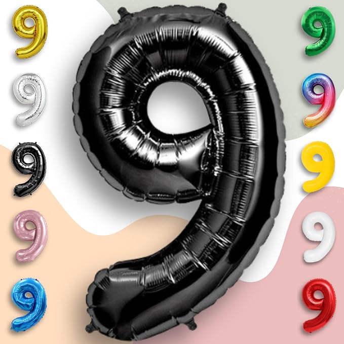 Black Number Balloon 9 Mylar Foil Balloons 16 inch Small - Image 5