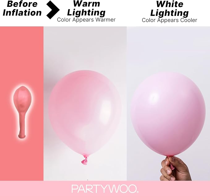PartyWoo Baby Pink Balloons 92 pcs Different Sizes of 18 12 10 5 Inch Pastel - Image 3