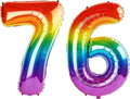 40 Inch Number 76 Balloons for 76th Birthday Party Decorations, 0-100 Rainbow by FOBELEC