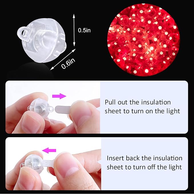 ZGWJ 100PCs Red Balloon Lights Mini, Battery Powered, Long Standby Time - Image 3