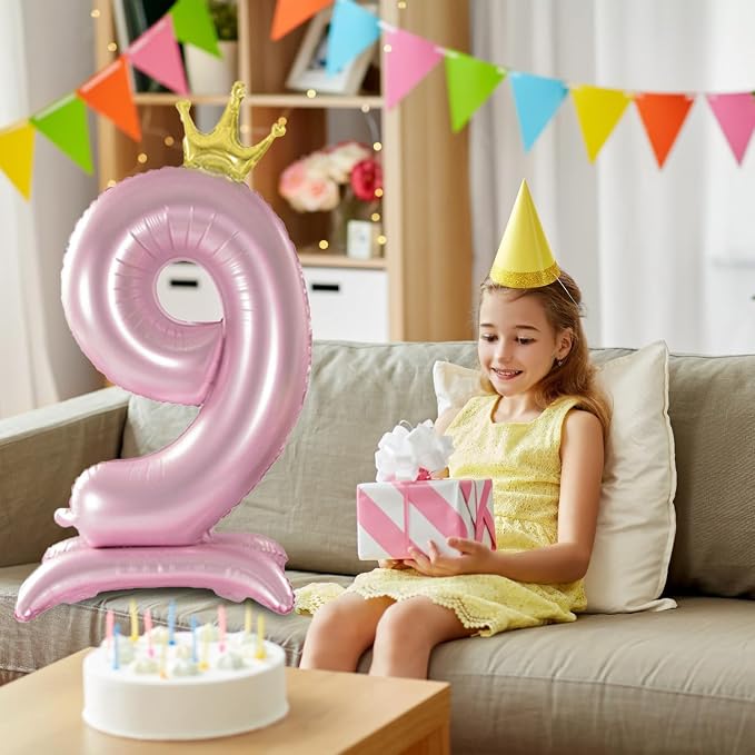 42 Inch Crown Pink Number Balloon, Number 7 Balloon - Image 6