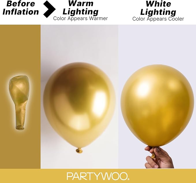 PartyWoo Gold Balloons 140pcs Different Sizes of 18 12 10 5 Inch | Balloons - Image 3