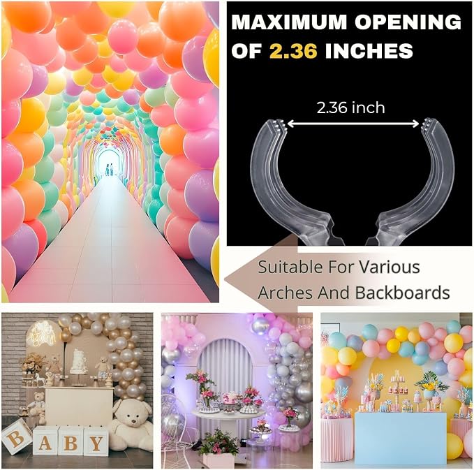 Miliocry 20 Pack Large Balloon Arch Clips Plastic Transparent Backdrop Spring - Image 4
