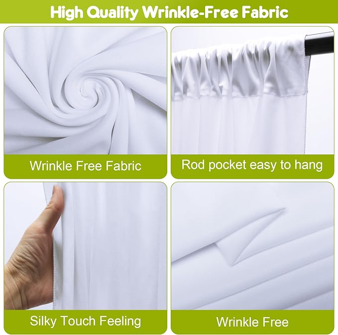 White Backdrop Curtain for Parties Backdrop Drapes, 4 Panel 5x8FT - Image 4