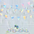 33Ft Iridescent Party Decoration Holographic Fabric Triangle Pennant Banner by pinkblume
