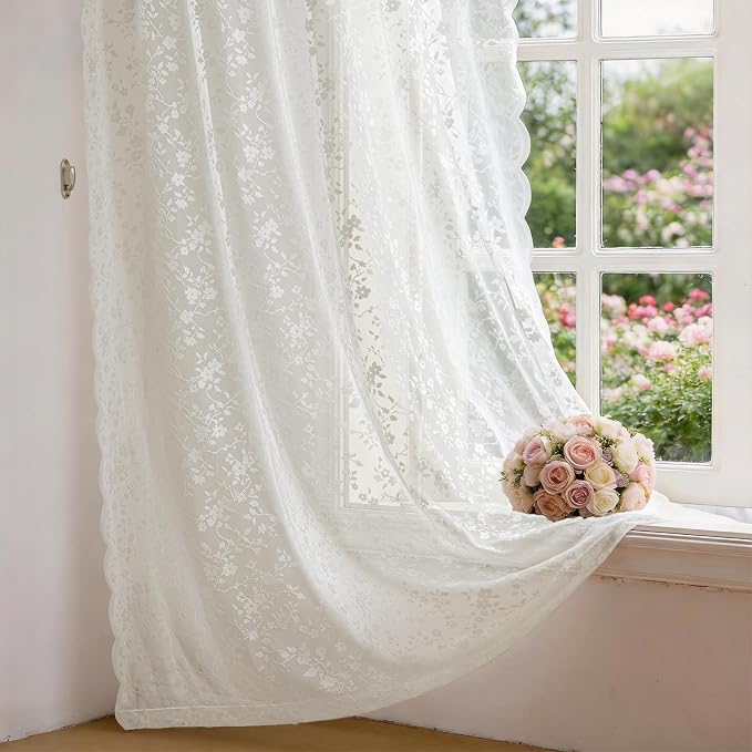 Anmao Vintage Lace Sheer Curtains 84 Inches Long - Image 8