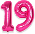 SUWEN 40 Inch Hot Pink Large 19 Number Balloons Big Foil Helium Number Balloons by SUWEN