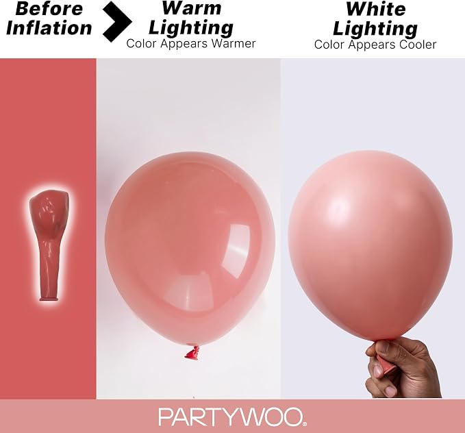 PartyWoo Dusty Pink Balloons 140pcs Dusty Rose Boho Netural Pink Color | - Image 3