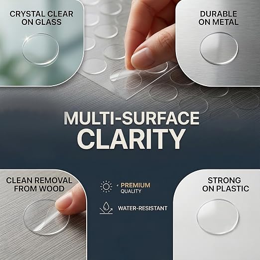 Glue Dots Double Sided 200 PCS, 0.39 Inch Clear Sticky Tack, Removable Poster - Image 3