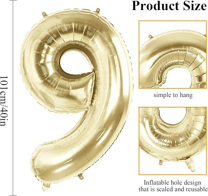 Number 90 Balloons for 90th Birthday Party Decorations, 40 Inch 0-100 - Image 2