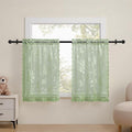 SEEKRIGHT Sage Green Lace Cafe Curtains 36 Inch Length Rod Pocket Privacy Sheer by SEEKRIGHTHomeDecor
