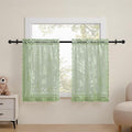 Sage Kitchen Curtains 30 Inch Length Rod Pocket Light Filtering Sheer Lace Cafe by SEEKRIGHTHomeDecor