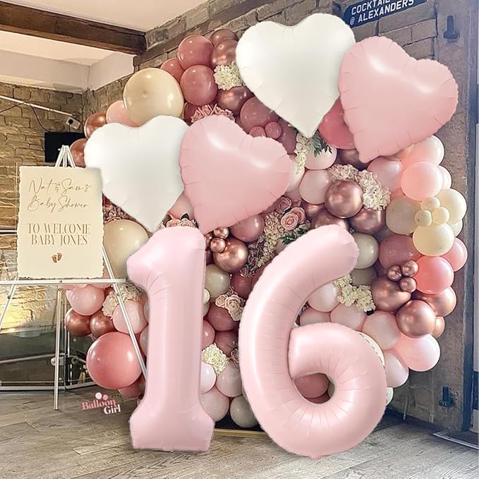 Pink 24 Balloon Number Pastel Pink 24th Birthday Party Decorations - Image 6