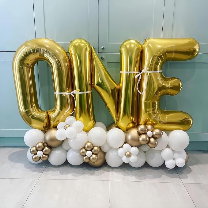 Gold Alphabet Balloons, 40 Inch Custom Name Balloons, Self Inflating Helium - Image 3