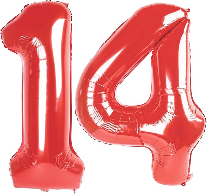 Giant Red 14 41 Balloon Number 40 Inch, 14 41 Number Balloons Birthday Supplies by Upgesy