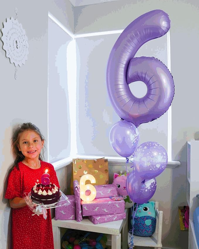 4 Balloon - Lilac Birthday Number Balloons, 40 Inch Decorations Men Women | - Image 9
