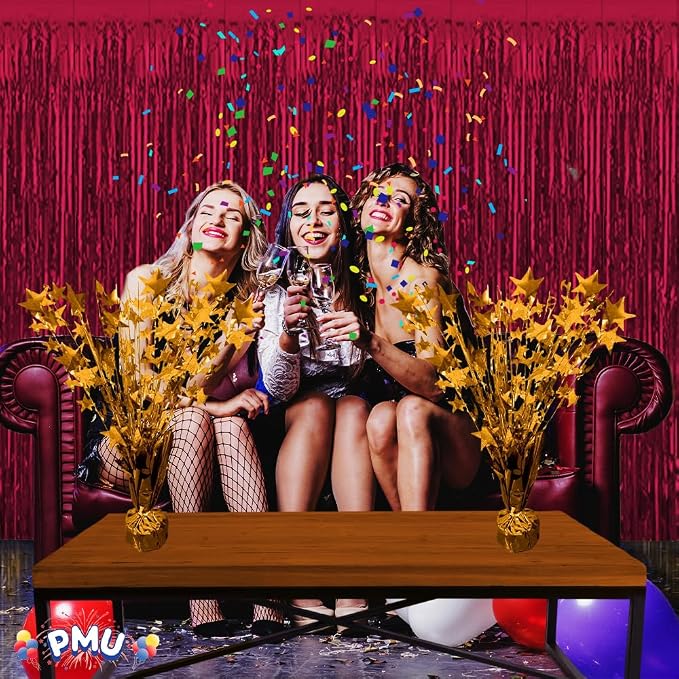 PMU 6 Pack Bursting Star Metallic Foil Spray Centerpiece- Metallic Orange - Image 5