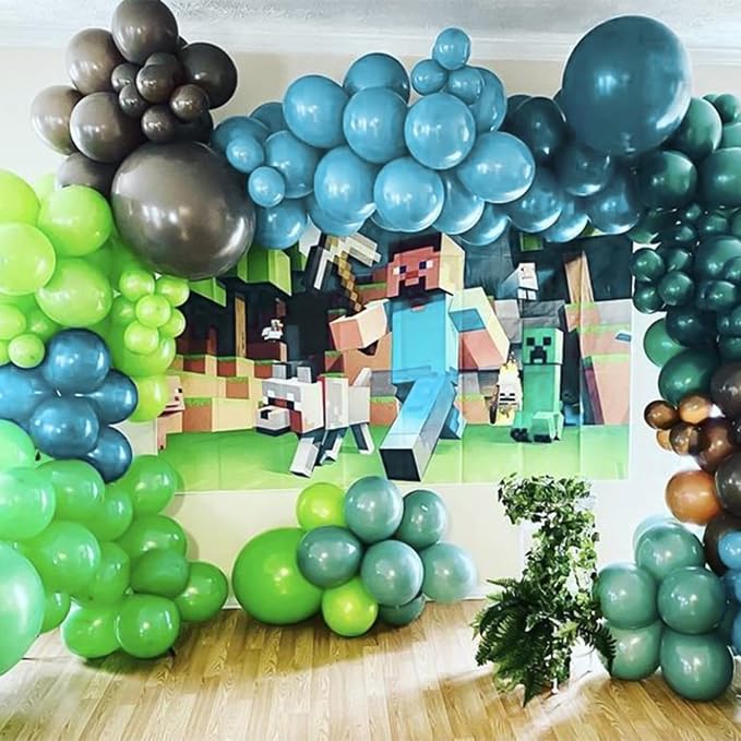RUBFAC 129pcs Blue Green Balloons Different Sizes 18 12 10 5 Inch - Image 7